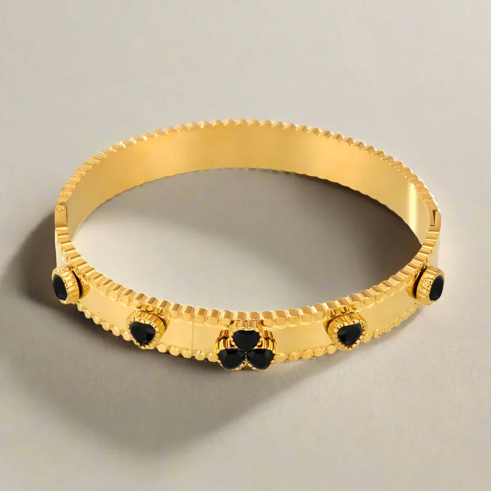 Trinity Bloom 18K Gold Heart Gemstone Bracelet – Romantic Jewelry Bracelets