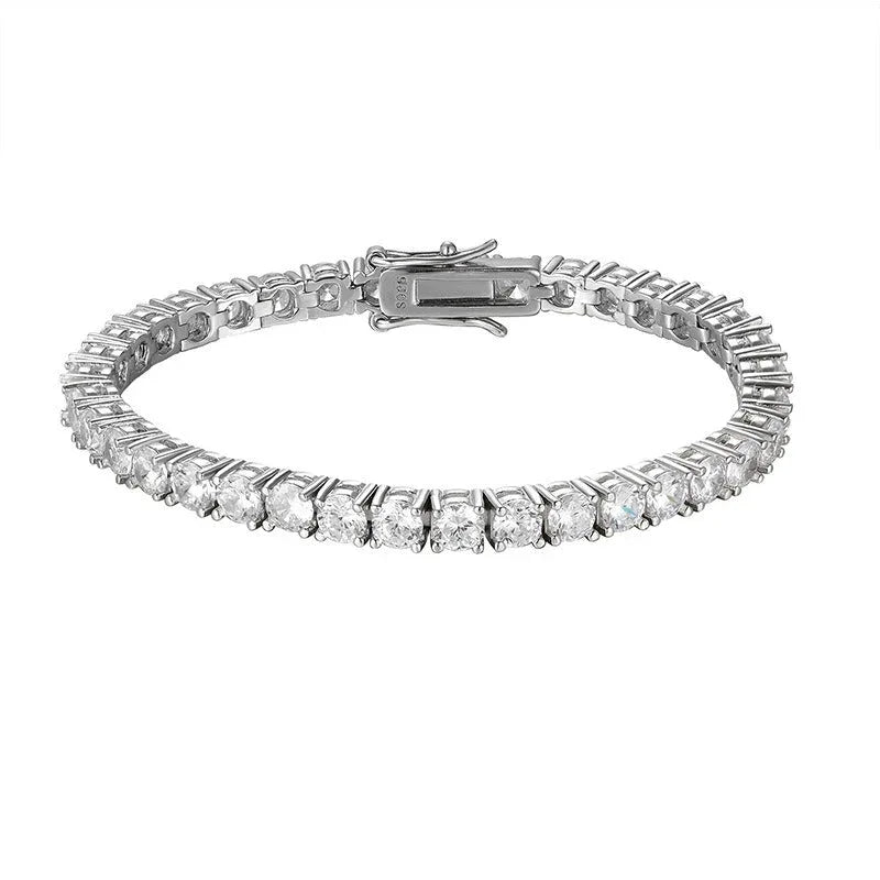 Eternal Sparkle – Pure S925 Silver Full Diamond Tennis Bracelet
