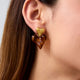18K Gold Plated Heart Shaped Stud Earrings Front View – Argesteel