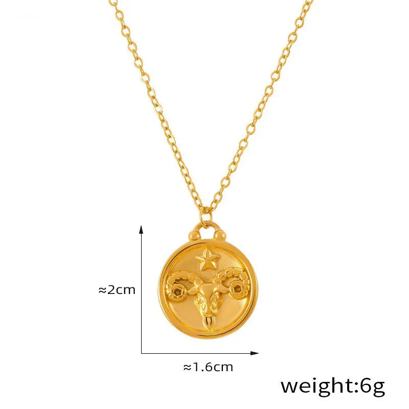 Celestia 18K Gold Zodiac Pendant Necklace - Elegant Constellation Jewelry - Argesteel