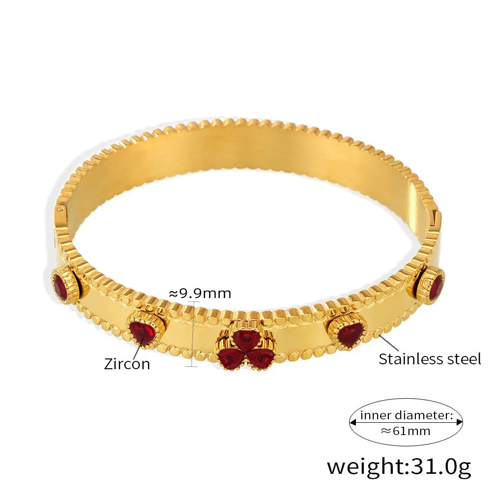 Trinity Bloom 18K Gold Heart Gemstone Bracelet – Romantic Jewelry Bracelets