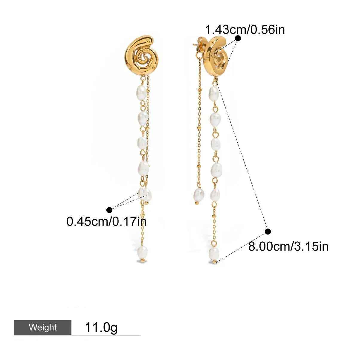 Conch Pearl Tassel Earrings Featuring 18K Gold – Elegant Marine-Inspired Design