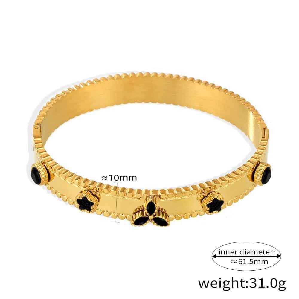 Trèfle Éclat Bracelet - Exquisite 18K Gold Gemstone Bracelet with Trefoil & Floral Design