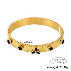 Trèfle Éclat Bracelet - Exquisite 18K Gold Gemstone Bracelet with Trefoil & Floral Design