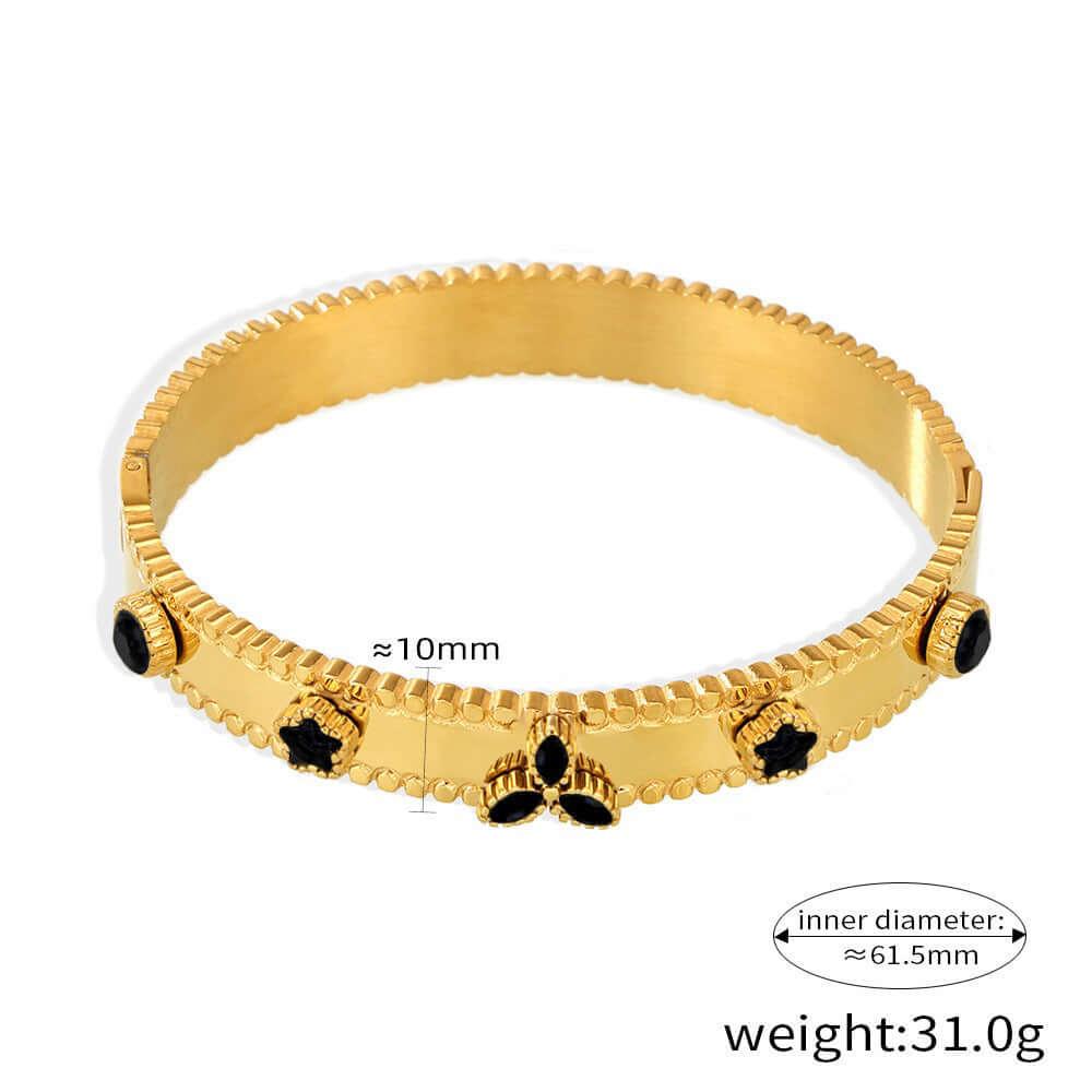 18K gold trefoil inlaid gemstone exquisite design noble bracelet Bracelets