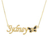 Custom name butterfly necklace in silver for women