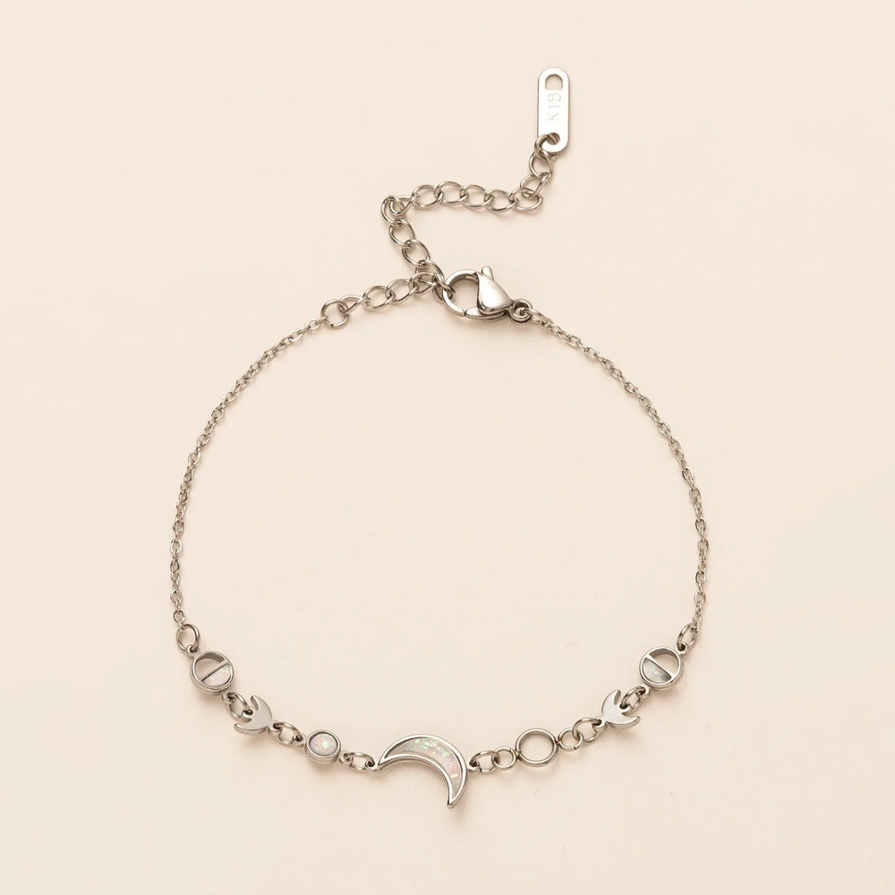 Romantic moon and crescent gold bracelet for daily wear