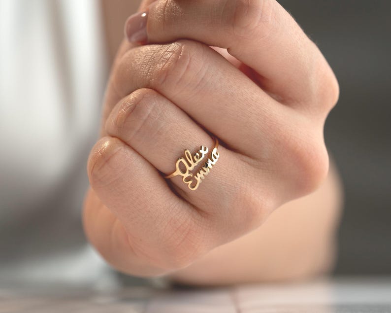 Customized Double Name Open Ring for Women - Argesteel