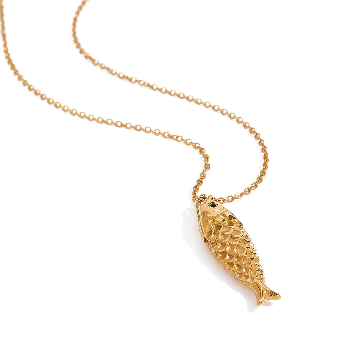Luxury 18K gold pearl fish necklace for women