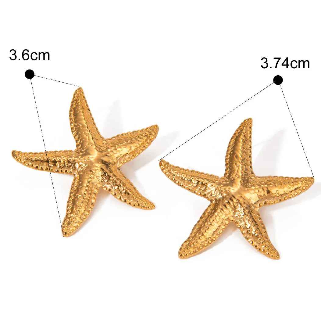 Starfish Shell Earrings - Light Luxury Design in 18K Gold Plated Finish