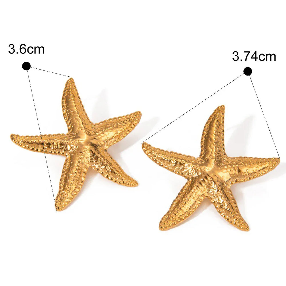 Trendy light luxury starfish shell earrings in 18K gold