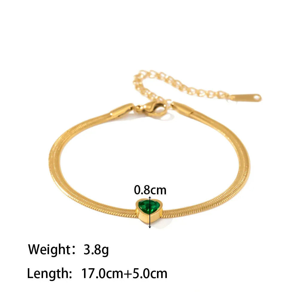 Everglow Heart – 18K Gold Plated Double Row Heart Zircon Bracelet
