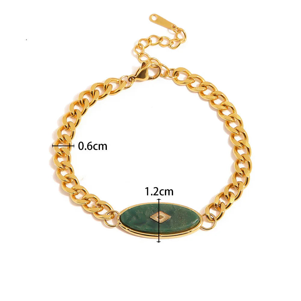 Jade Voyage – 18K Gold Retro African Jade Inlay Bracelet