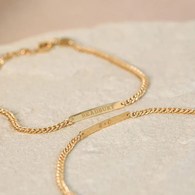 Custom engraved silver bracelet for women