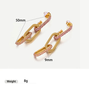 Exquisite Dazzling – 18K Gold Oval with U-Shaped Diamond Earrings