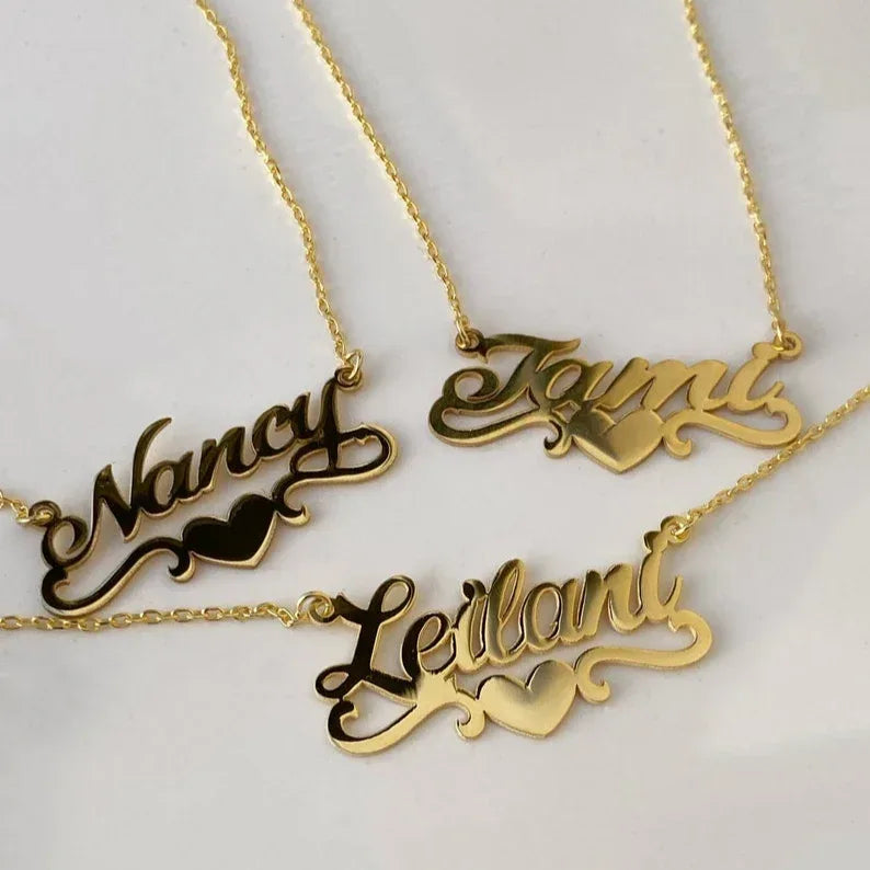 Amora Custom Name Necklace – Personalized Heart Pendant in Silver - Argesteel