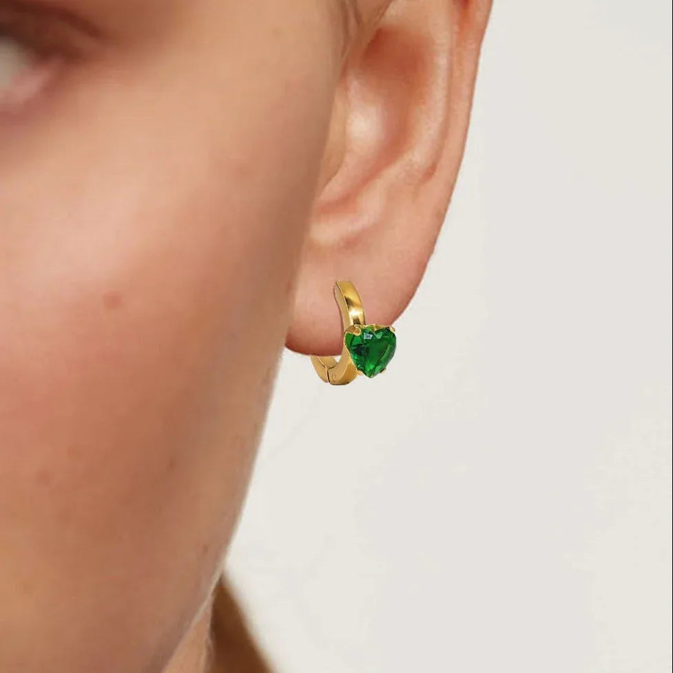 Starlight Elegance – 18K Gold Gemstone Inlaid Earrings