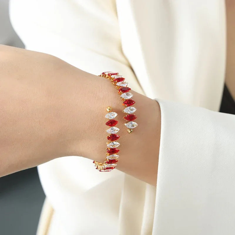 Celestia Gem Bracelet – 18K Gold Dazzling Luxury with Zircon Detailing - Argesteel