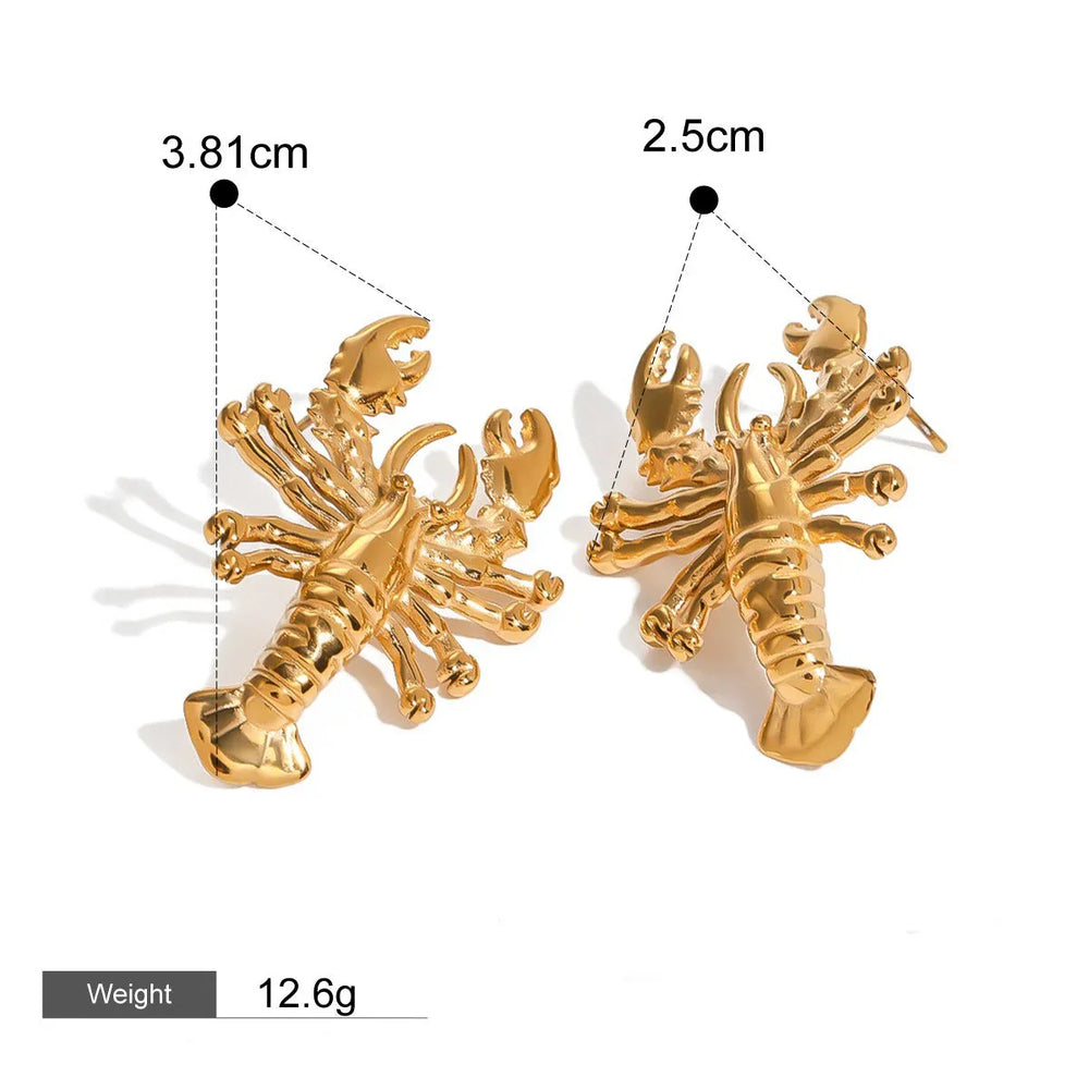 Lobster Luxe – 18K Gold Sculpted Lobster Earrings