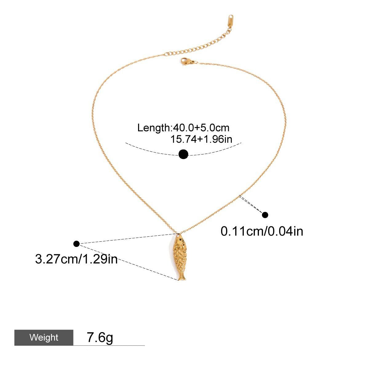 Luxury 18K gold pearl fish necklace for women
