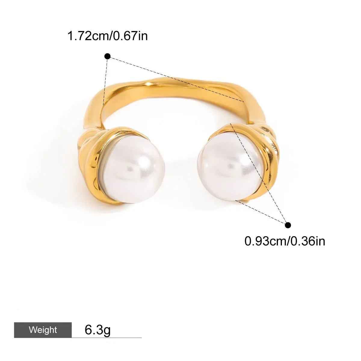 Open Pearl Ring - Elegant 18K Gold Inlaid Modern Minimalist Design