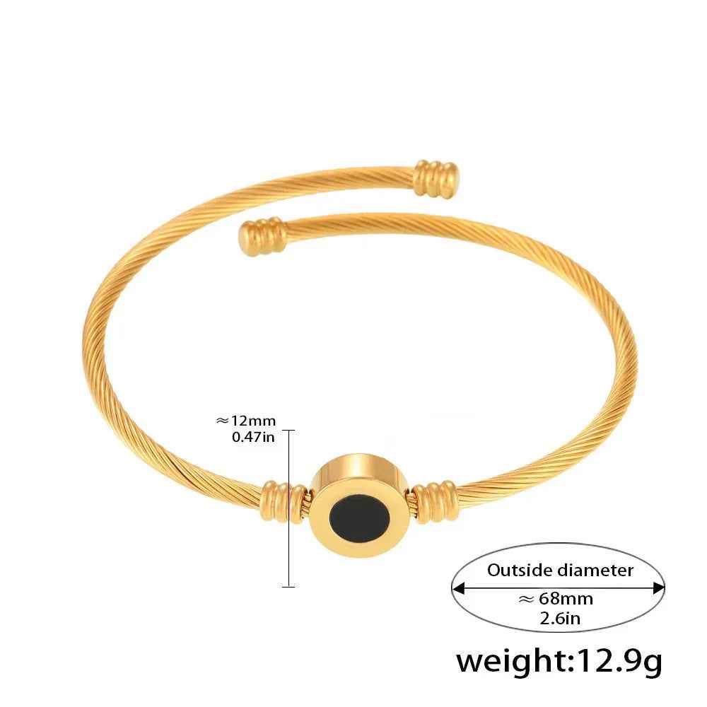 Twill Pearl Bracelet – 18K Gold Round Gemstone Elegant Noble Design