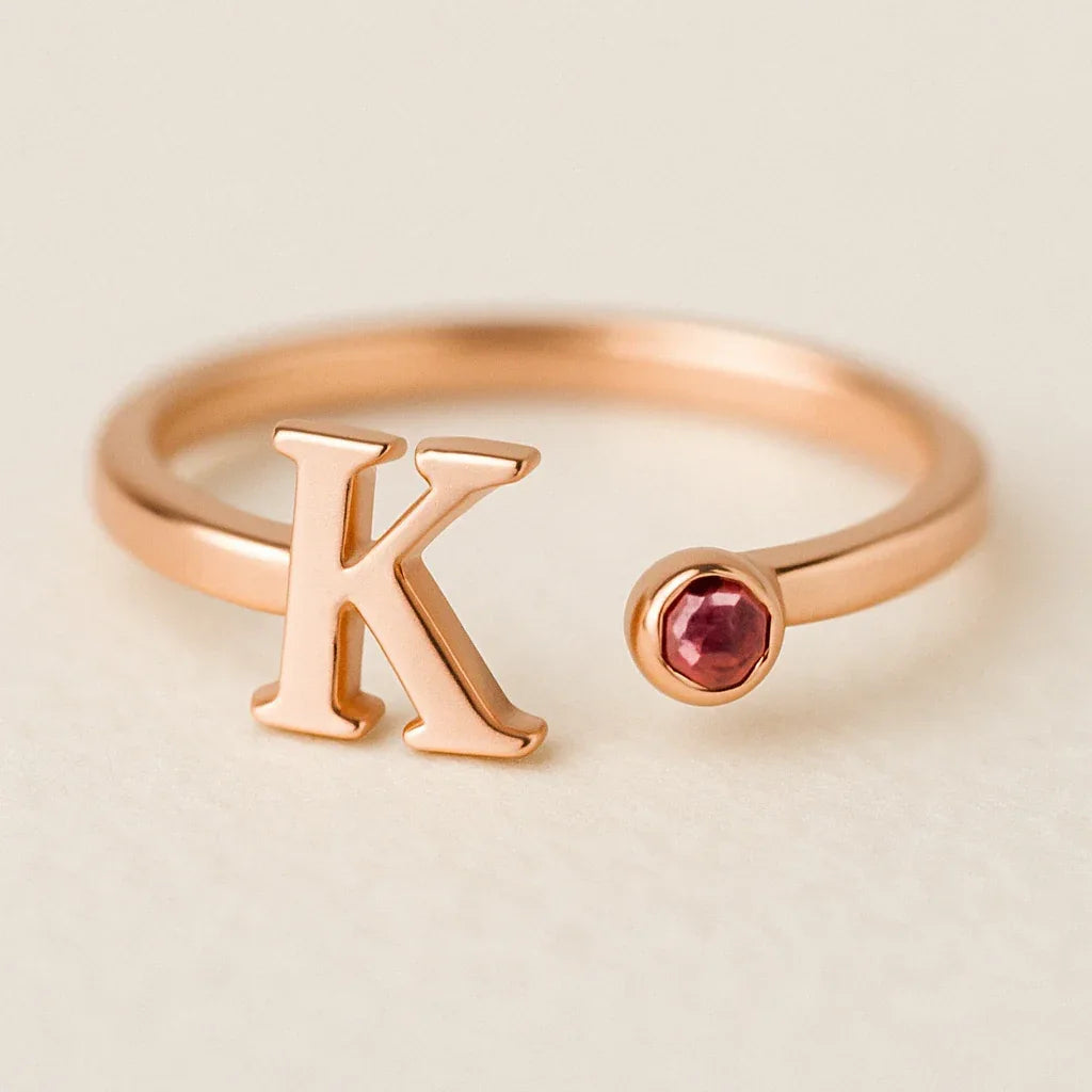 Melinnia Birthstone Ring S925 customizable letter design