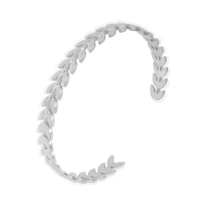 Golden Harvest – 18K Gold Wheat Ear C-Shape Open Bracelet